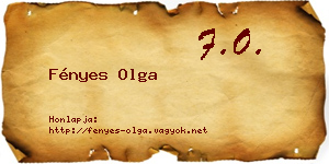 Fényes Olga névjegykártya
